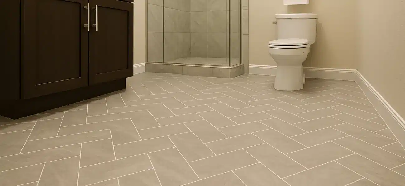 Heated Tile Flooring In A Bathroom